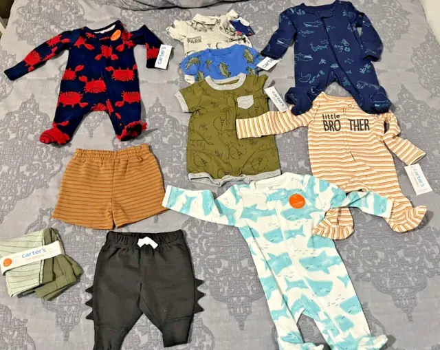 Newborn Baby Boy Clothing Carters Lot of 11 Pieces New With Tags