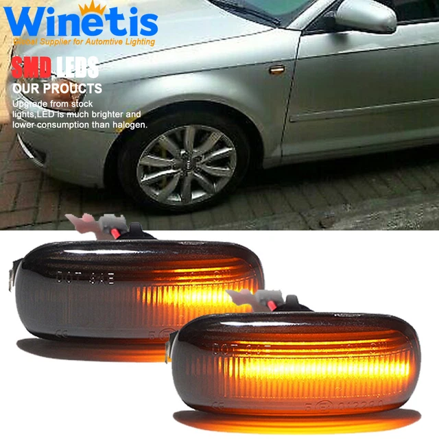 Sequential Smoked LED Side Marker Signal Light for Audi A4 S4 B6 B7 A6 C5 TT A8