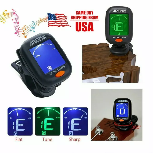 Digital Chromatic LCD Clip-On Electric Tuner for Bass, Guitar, Ukulele, Violin