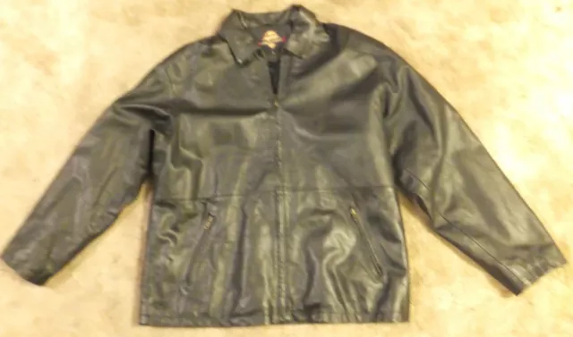 New Zlander Brand Heavy Pebbled Black Leather Mens Size Ex Large Coat Quite Nice