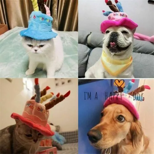 Corduroy Dog Headwear Candles Adjustable Cats Birthday Caps Colorful Cute Pets