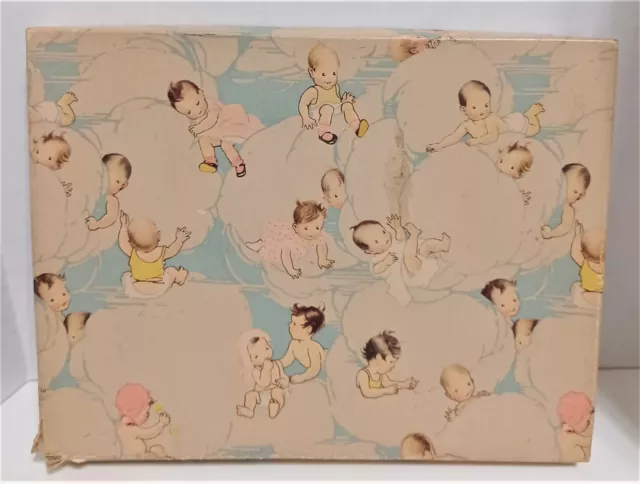 Vintage Baby Shower Gift Box Cardboard Box Baby Babies on Clouds