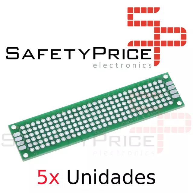 5x Placa PCB 2x8cm Perforada Doble Cara 2,54mm Prototipo