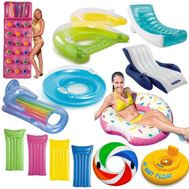 Inflatable Pocket Novelty Lounger Lilo Pool Float Mat Tube Rings Recliner Chair