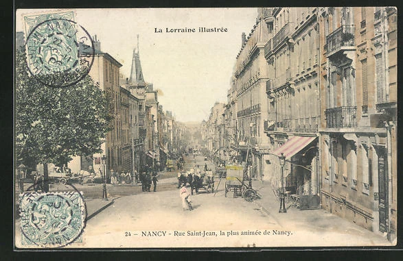 CPA Nancy, Rue Saint-Jean, la plus animée de Nancy 1906