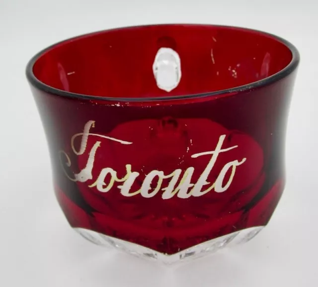 Antique Ruby Red Flash Pressed Glass Souvenir Cup TORONTO