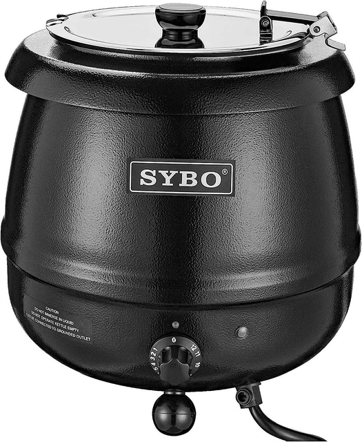 SB-6000 10.5-Quart Soup Kettle - Hinged Lid, Black