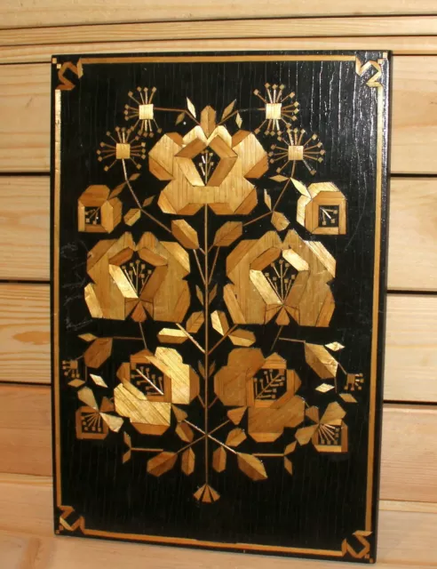 Vintage floral hand made collage wood wall hanging plaque