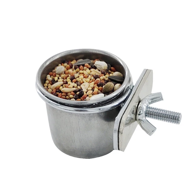 Stainless Steel Hang Cage Bowl Parrot Feeding Food Drinking Dish (5.5cm) FS2#
