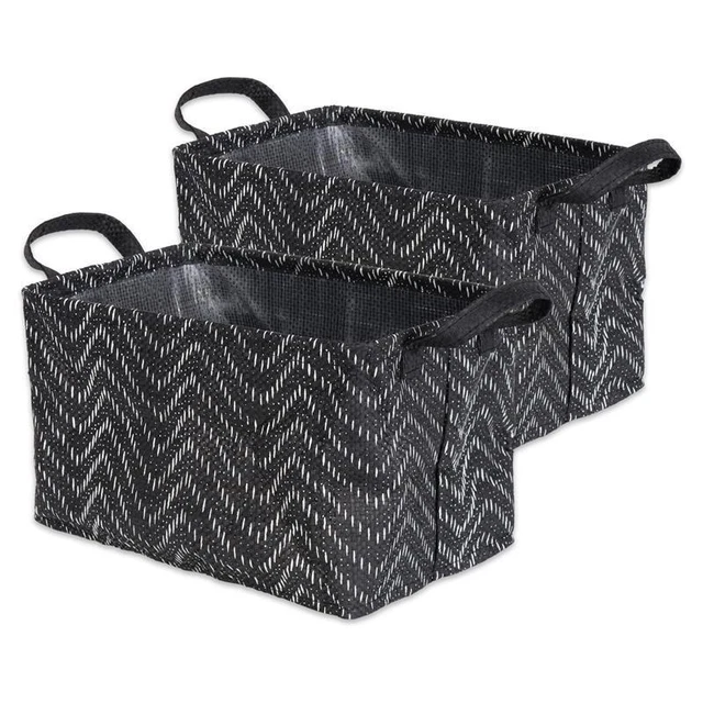 DII Rectangle Paper Small Tribal Chevron Laundry Bin in Black/White (Set of 2)