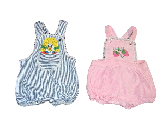 Vintage Carters Baby Togs Terry Romper Outfit 18 Months Shorts Summer Strawberry