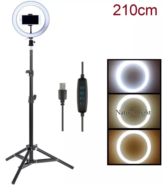Anillo de Luz LED Aro para fotografía maquillaje video 26cm + TRIPODE 2,1mts