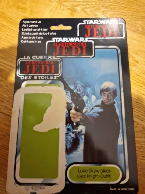 Luke Jedi Tri Logo Cardback Rotj Vintage Star Wars Palitoy