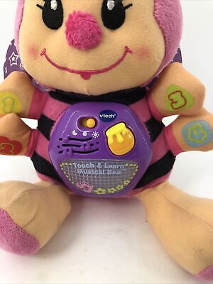 VTech Touch and Learn Musical Bee Pink Plush Crib Baby Toy 2