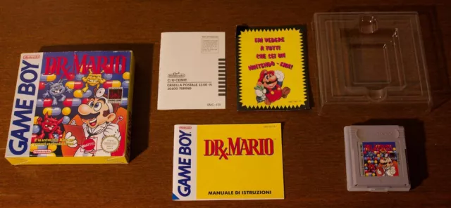 Dr. Mario (Nintendo Game Boy, 1990) PAL, boxed (Italian manual)