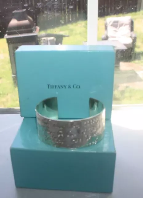 Tiffany & Co 925 Sterling Silver Wide Script Cuff Bracelet