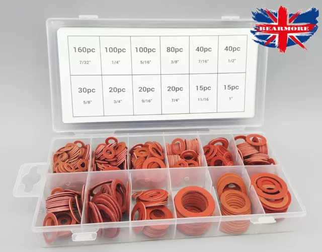 600 Assorted Fibre Seal Washers Assorted sizes Sealing Washer Seals Fiber
