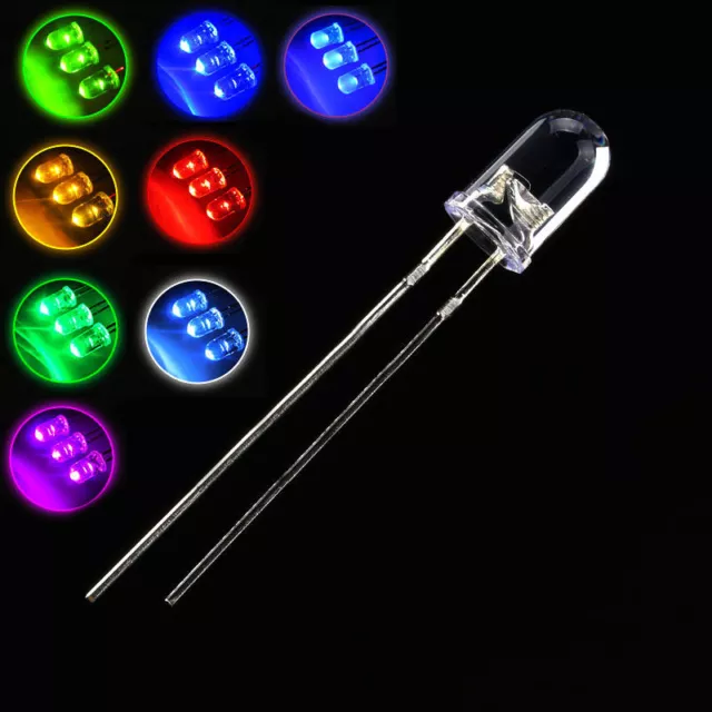 3/5mm Clear Ultra Bright LED White,Red,Blue,Green,Yellow,Pink,Purple,Jade Green