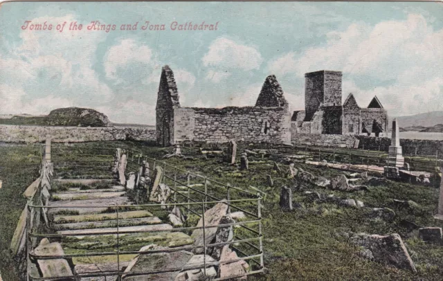 Tombs of the Kings and Iona Cathedral Scotland Valentines Postcard unused VGC