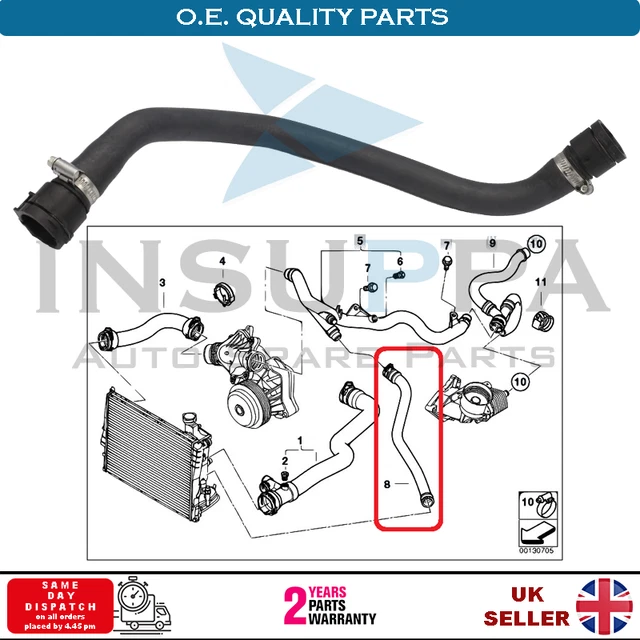 RADIATOR EXPANSION TANK Water Coolant Lower Hose Pipe For BMW 3 E46