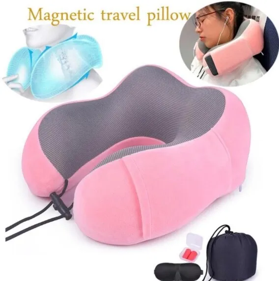 Portable Memory Foam Travel Neck Pillow Neck Head Airplane Car Office Nap Rest