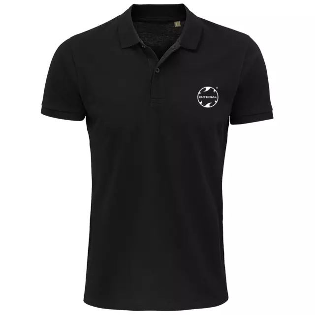 Polo Nera Da Uomo Classica Euterial Tennis Sport Logo Bianco