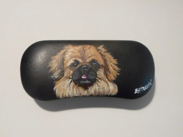 Tibetan Spaniel Dog Eyeglass Glasses Sunglasses Hard Case Hand Painted