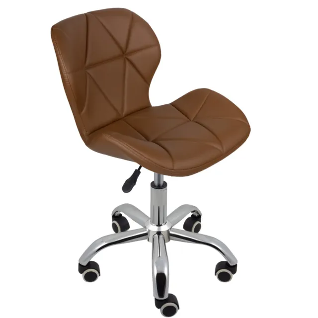 REBOXED Swivel Desk Office Chair Chrome with Legs Lift Small in Brown