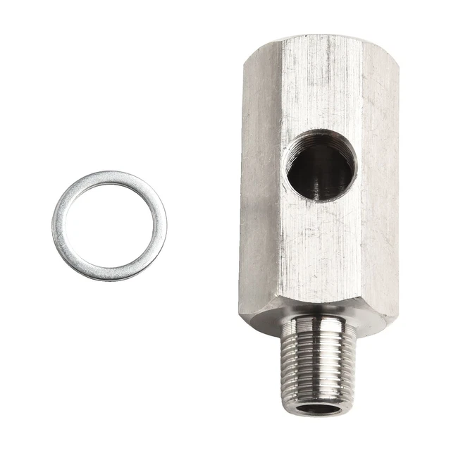 Capteur De Pression D'huile En T – 1/8 BSPT Femelle Vers Mâle Avec Adaptateur De Port NPT Pour Jauge De Ligne D'alimentation Turbo – Acier Inoxydable - 4