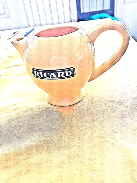 RICARD-Pichet à eau  dose : 0.25L en céramique, faience jaune-orangé