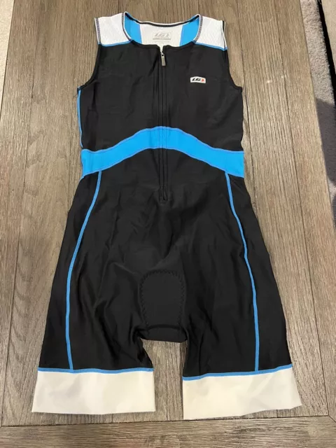 Womens Louis Garneau Cycling Kit Triathlon Tri Suit Skinsuit Blue Black XL