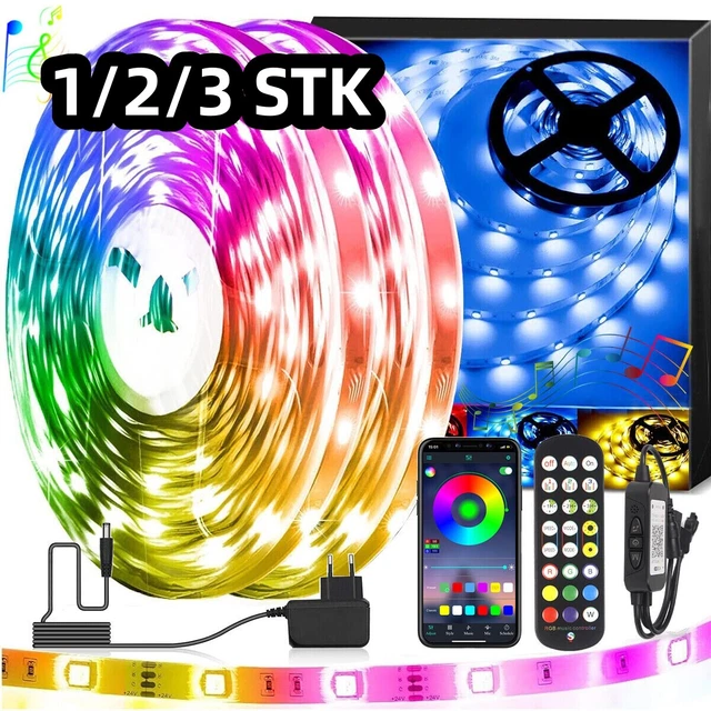 RGB LED Strip 5 Meter, IP65 Spritzwassergeschützt | 30 LED/m, Selbstklebend, Mit 4-Pol-Stecker Für Bunte Beleuchtung
