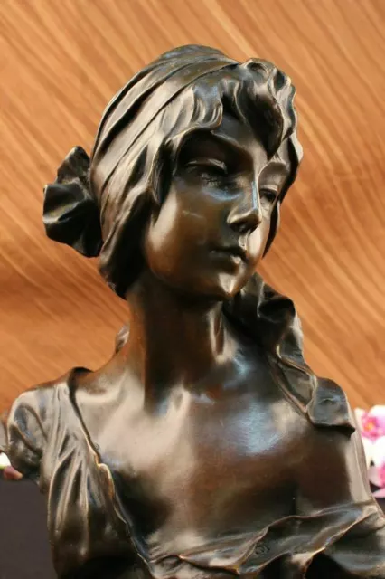 Maiden Buste Par Français Artésiennes Milo Bronze Art Déco Fonte Statue