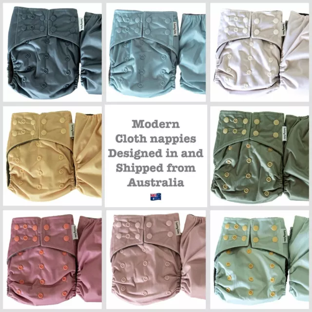 MCN Modern Cloth Reusable Bamboo Nappies with 5 layer inserts Australian Owned