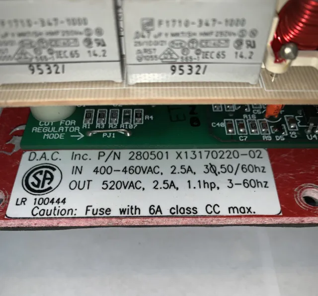 Trane Control Panel Board X13170220-02 In 400-460VAC Out 520VAC LR 100444 4