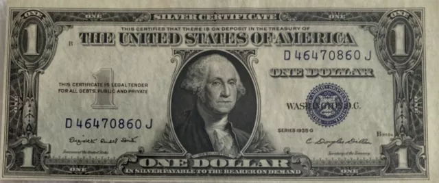1935G series $1 currency Silver Certificates 1935 G    No Motto