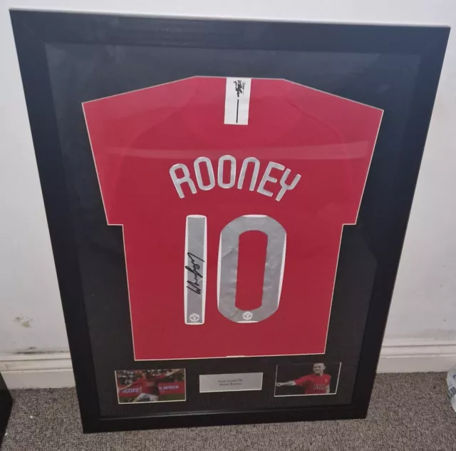 Hand Signed Framed Wayne Rooney #10 Manchester United Home Shirt + COA