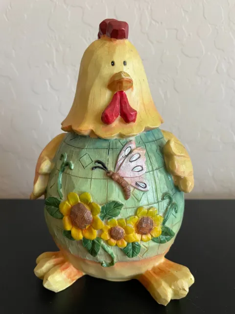 Resin ROOSTER with Butterfly and Sun Flowers