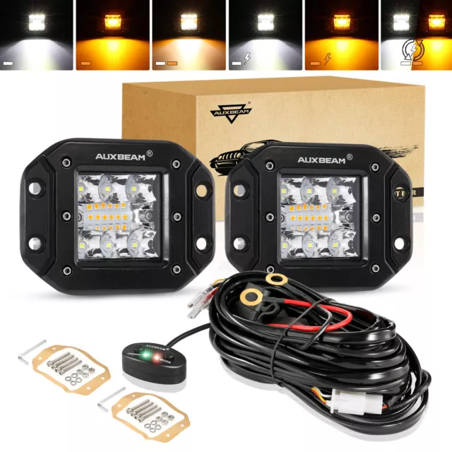 AUXBEAM 5"inch 72W LED Work Light Bar Offroad SPOT Pods Amber Fog Driving Lamps