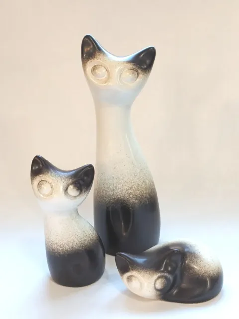 MCM Howard Pierce Cat Figurines 3 Piece set Mid Century Modern Art Pottery