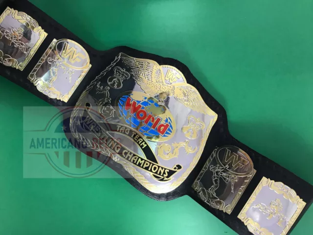 WWF World Tag Team DUAL PLATTED Wrestling Championship Adult Replica Belt 2mm