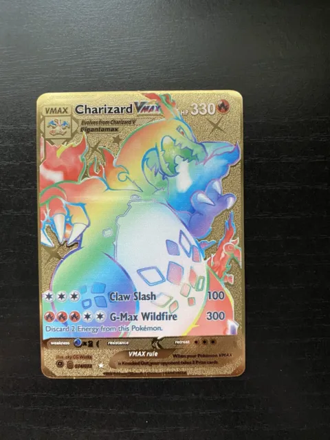 NEW Pokemon Cards Lucario VMAX 460 Gold Metal shiny Pokémon Card Tcg Kids  Gift
