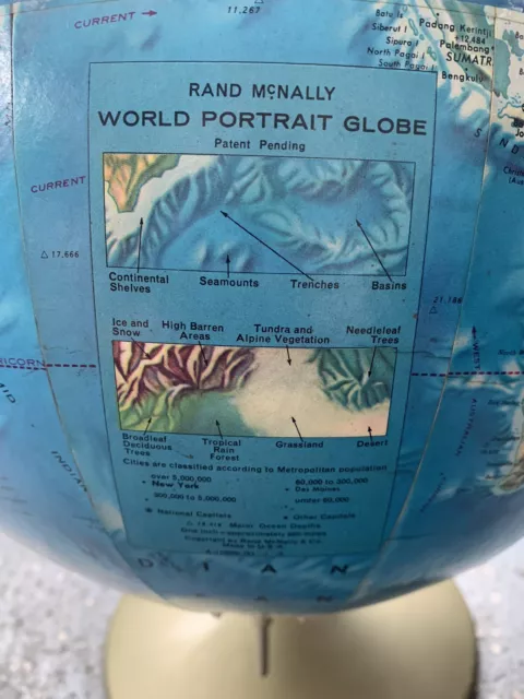 Vintage Rand McNally World Portrait Globe Soviet Union Metal Base