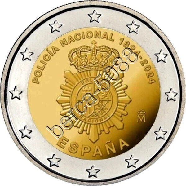 2 EURO Espagne 2024 * 200 Ans Police Nationale / Prevente / Neuve De