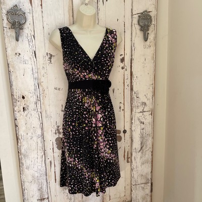 Apt. 9 Size Large Womans Black Purple Green White Beige Floral Career Etc. Dress