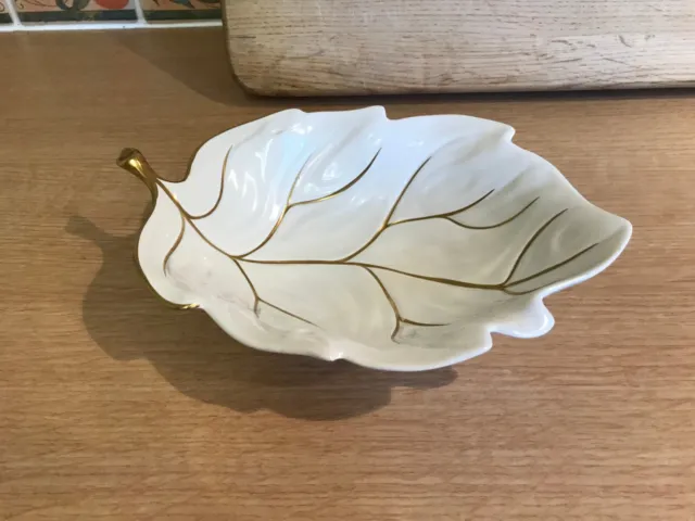 Carltonware Leaf Dish In Cream & Gold