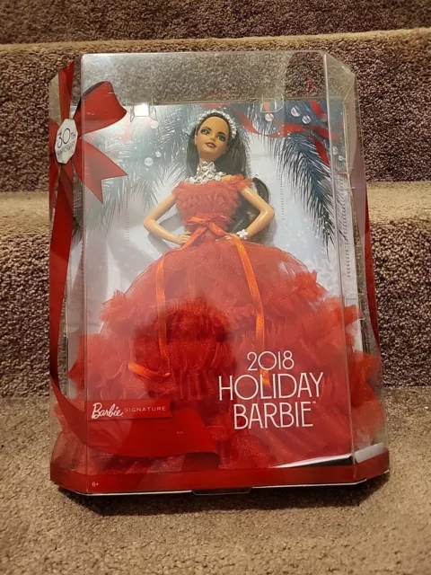 HOLIDAY BARBIE 2018 Brunette Gorgeous Doll Signature New 30th