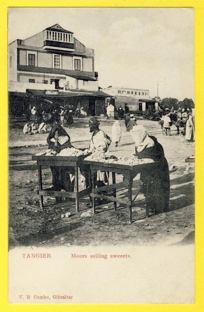 Cpa 1900 Morocco Tangier Moors Selling Sweets Candy Merchants