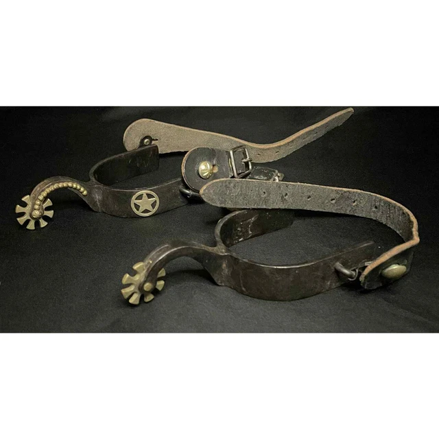 Pair Of Western Spurs With Leather Belts. Unknown Brand. FREE SHIPPING!