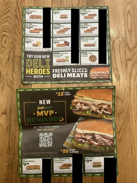 28 Subway Coupons - 2 Sheets - Exp Nov 11/26/23 - Valid Nationwide Ships  Today